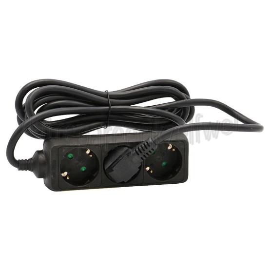 Foto van Q-Link Tafelcontactdoos 3x 1.5mm2 3 Meter Zwart 3 Voudig Randaarde 