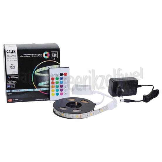 Foto van Calex Ledlamp Smart RGB+ verstelbaar wit LED strip, 2 meter 6,8W, 480lm, 2700 - 6500K 