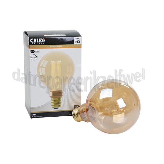 Foto van Calex Ledlamp Crown Globe G95 Gold Dimbaar E27 3,5W 120 Lumen 1800K 