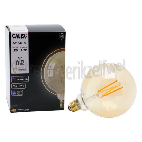 Foto van Calex Ledlamp Smart LED Filament Rustic Gold globelamp G125 220-240V, 7W, 806lm, 1800-3000K 