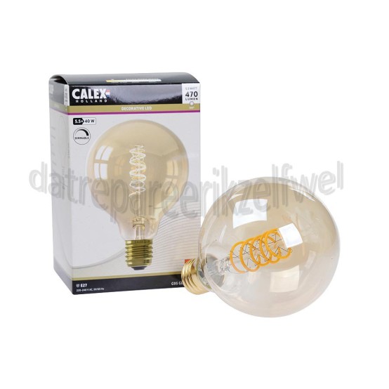 Foto van Calex Ledlamp Crown Globe G95 Gold Dimbaar E27 5,5W 470 Lumen 2100K 