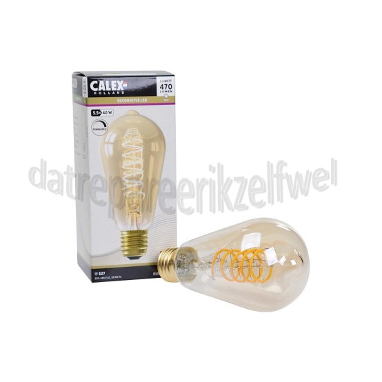Foto van Calex Ledlamp Filament LED Rustieklamp ST64 E27 Goud Dimbaar 5,5W 470lm 