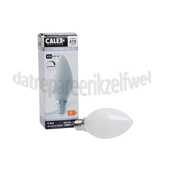 Foto van Calex Ledlamp Kaars B35 Softline Straight Filament E14 4,5W 470Lm 2700K Dimbaar 