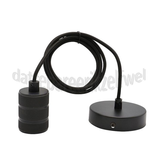 Foto van Calex Lamphouder Cordset Mat Zwart E27 fitting 