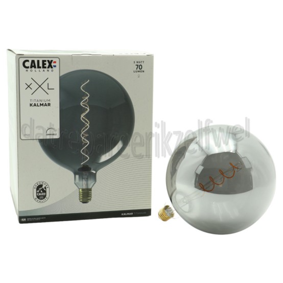 Foto van Calex Ledlamp Kalmar G200 Titanium LED lamp E27 5W 70lm 2100K Dimbaar 