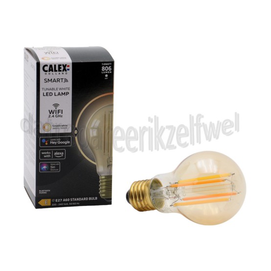 Foto van Calex Ledlamp Smart LED Filament Gold GLS-Lamp A60 220-240V, 7W, 806lm, 1800-3000K 