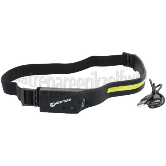 Foto van Hofftech Hoofdlamp Hoofdlamp 3W, Siliconen Band USB C, 200 lumen, 6000-6500K 