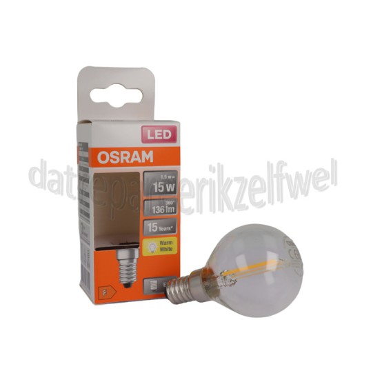 Foto van Osram Ledlamp LED Retrofit Classic P15 E14 Helder 1,5W, 2700K, 136lm 