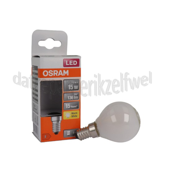 Foto van Osram Ledlamp LED Retrofit Classic P15 E14 Mat 1,5W, 2700K, 136lm 