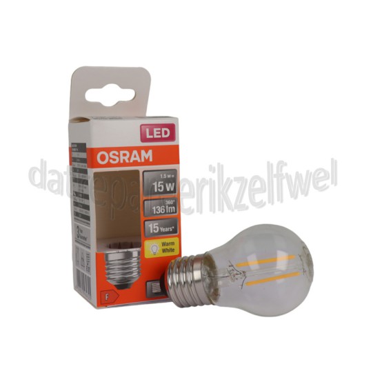 Foto van Osram Ledlamp LED Retrofit Classic P15 E27 Helder 1,5W, 2700K, 136lm 