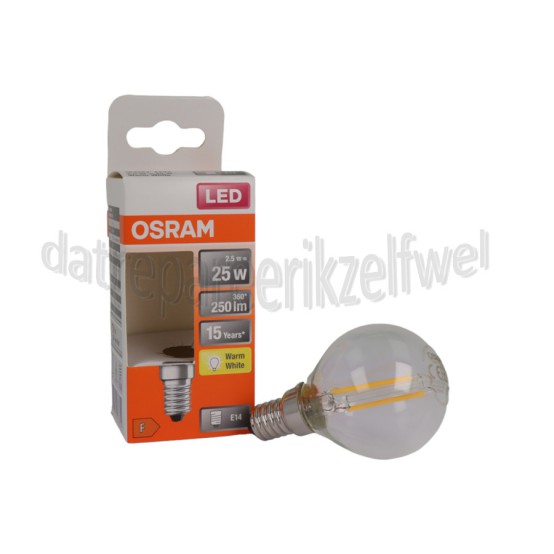 Foto van Osram Ledlamp LED Retrofit Classic P25 E14 Helder 2,5W, 2700K, 250lm 