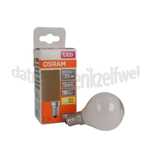 Foto van Osram Ledlamp LED Retrofit Classic P25 E14 Mat 2,5W, 2700K, 250lm 