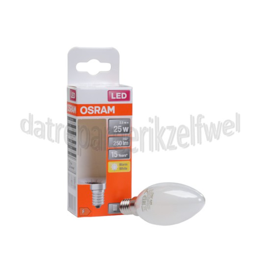 Foto van Osram Ledlamp LED Retrofit Kaarslamp Classic B25 E14 Mat 2,5W, 2700K, 250lm 