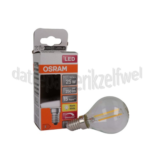 Foto van Osram Ledlamp LED Retrofit Classic P25 Dimbaar E14 Helder 2,8W, 2700K, 250lm 