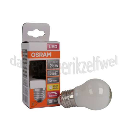 Foto van Osram Ledlamp LED Retrofit Classic P25 Dimbaar E27 Mat 2,8W, 2700K, 250lm 