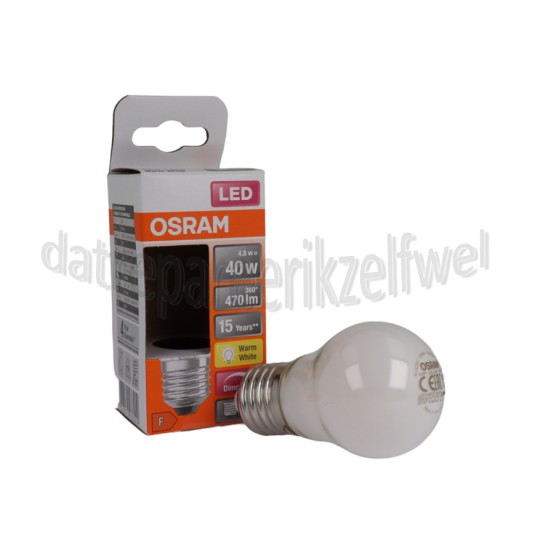 Foto van Osram Ledlamp LED Retrofit Classic P40 Dimbaar E27 Mat 4,8W, 2700K, 470lm 