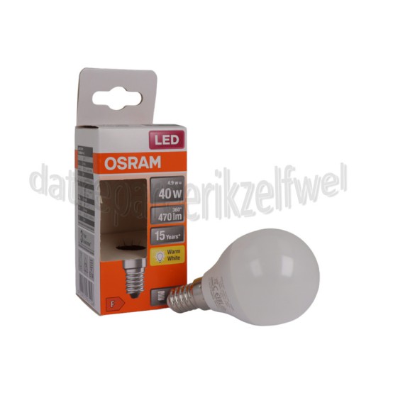 Foto van Osram Ledlamp LED Star Classic P40 E14 Mat 4,9W, 2700K, 470lm 