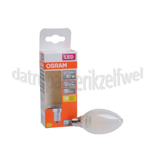 Foto van Osram Ledlamp LED Retrofit Kaarslamp Classic B40 E14 Mat 4,0W, 2700K, 470lm 