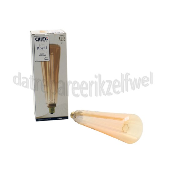 Foto van Calex Ledlamp Royal Kinna Goud E27 3,5W 150Lm 1800K Dimbaar 