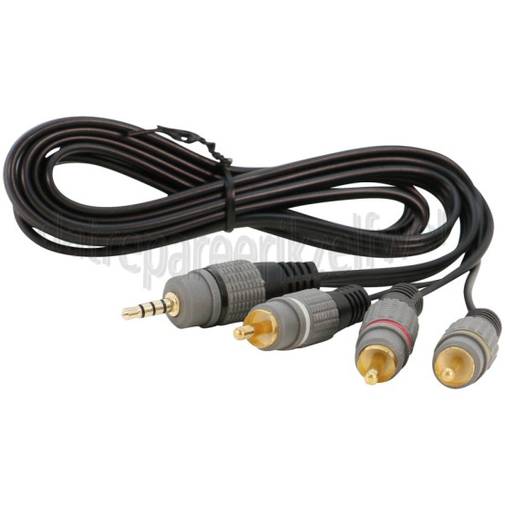 Foto van Jack - Tulp Kabel Composiet, Jack 3.5mm 4P Stereo Male - 3x Tulp RCA Male 1.5 Meter 