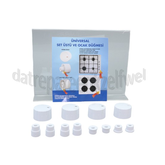 Foto van Knop Universeel, Wit Incl. adapters 