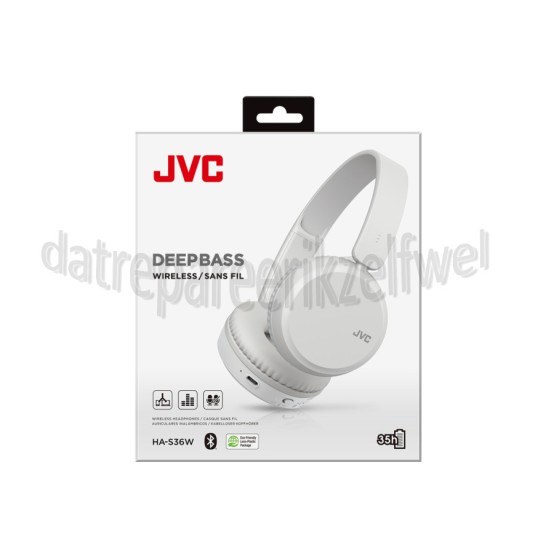 Foto van JVC Hoofdtelefoon Draadloze hoofdtelefoon, wit Bluetooth, Bass Boost functie 