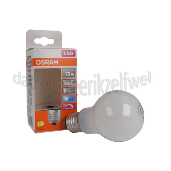 Foto van Osram Ledlamp LED Retrofit Classic A75 Dimbaar E27 Mat 7,5W, 4000K, 1055lm 