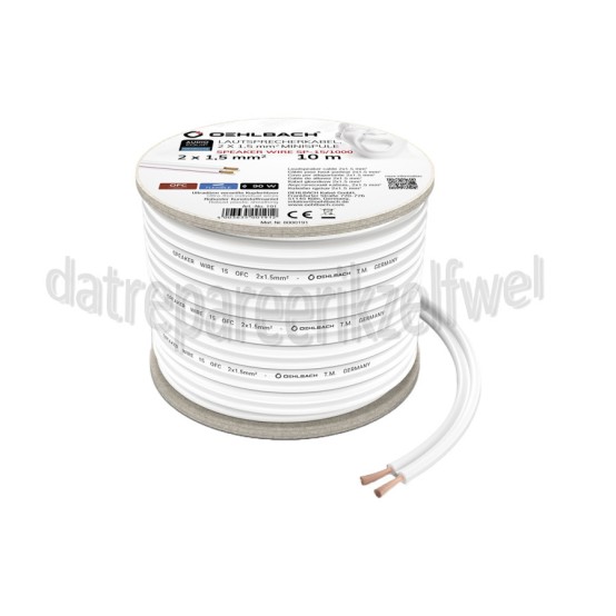 Foto van Oehlbach Luidsprekerkabel Performance 2x1,5mm Wit Rol 10 meter 