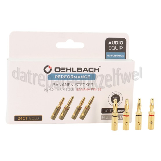 Foto van Oehlbach Adapter Performance Banaanstekker, 4 stuks B3 Pin 4mm Gold 