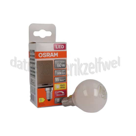Foto van Osram Ledlamp LED Retrofit Classic P Dimbaar Mat 5,5W E14 806lm 2700K Dimbaar 