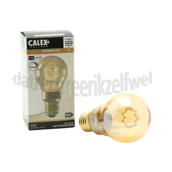 Foto van Calex Ledlamp Standaard LED lamp Crown Filament SMD E27 3,5W 120lm 1800K Dimbaar 