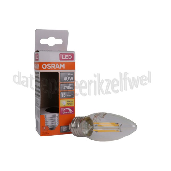 Foto van Osram Ledlamp LED Retrofit Classic B40 Dimbaar 4,8W E27 470lm 2700K 