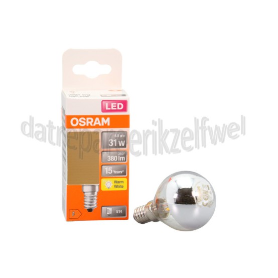 Foto van Osram Ledlamp LED Retrrofit Classic P31 Mirror Zilver 4W E14 380lm 2700K 