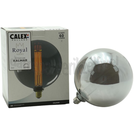 Foto van Calex Ledlamp Royal Kalmar Titanium E27 3,5W 60Lm 2000K Dimbaar 