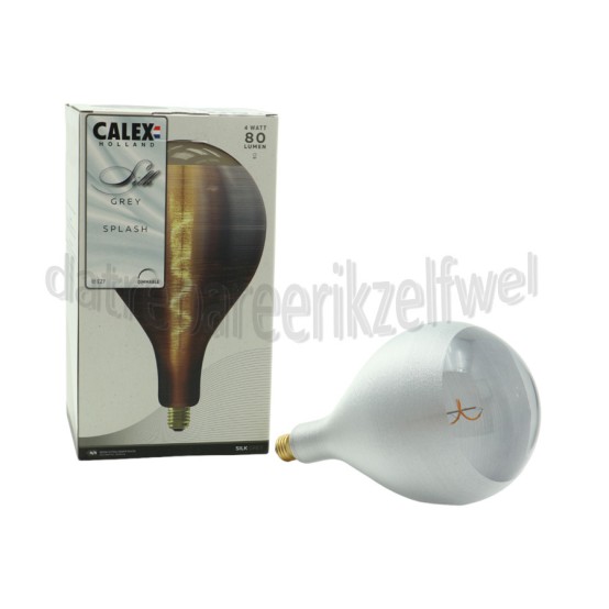 Foto van Calex Ledlamp Silk Splash Grijs Spiraal Filament E27 4,0W 80Lm 1800K Dimbaar 