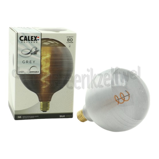 Foto van Calex Ledlamp Silk G125 Grijs Spiraal Filament E27 4,0W 80Lm 1800K Dimbaar 