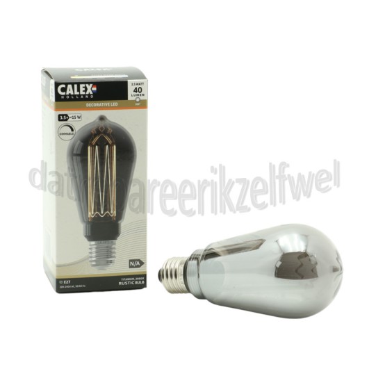 Foto van Calex Ledlamp LED Glassfiber Rustiek ST64 Titanium SMD Dimbaar E27 3,5W 40lm 2000K 