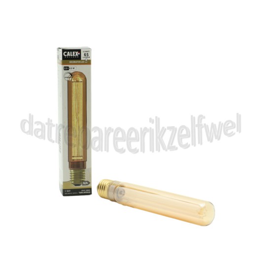 Foto van Calex Ledlamp LED Glassfiber T30x185 Buis Goud SMD Dimbaar E27 2,3W 65lm 1800K 