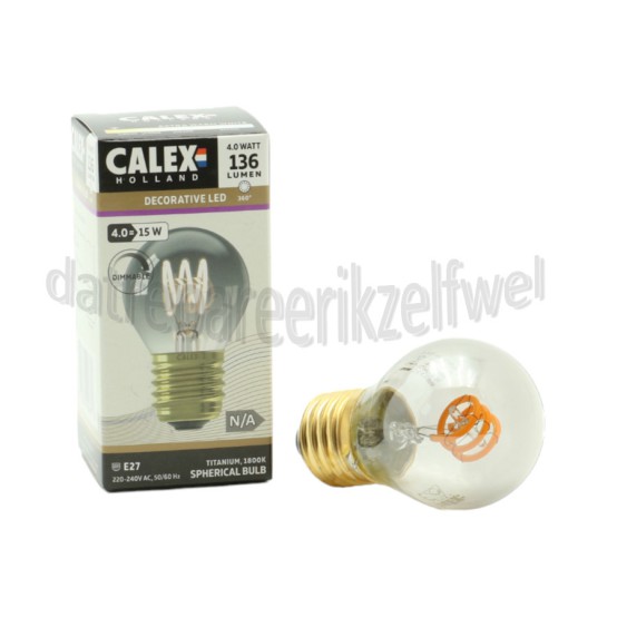 Foto van Calex Ledlamp LED Kogel P45 Titanium Flex Filament Dimbaar E27 4,0W 136lm 1800K 