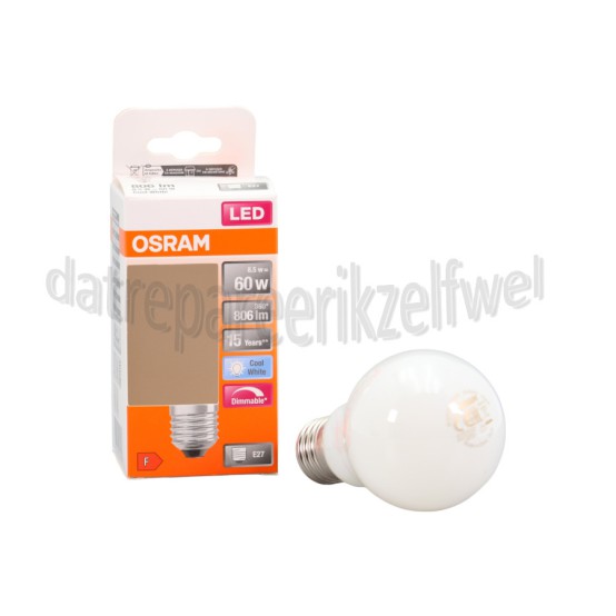 Foto van Osram Ledlamp LED Retrofit Classic A60 Dimbaar 7.0W E27 806lm 4000K Mat 