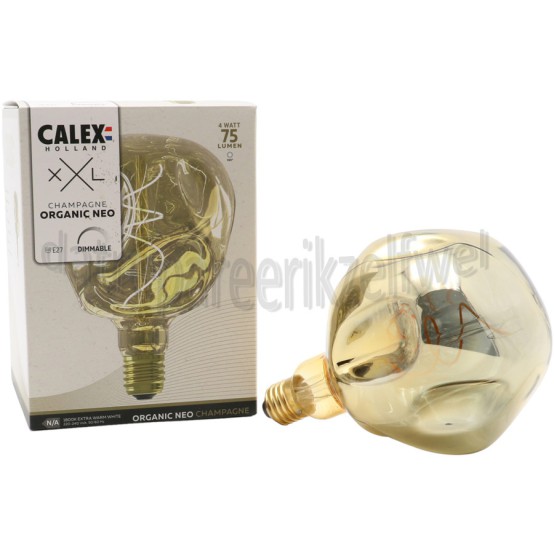 Foto van Calex Ledlamp XXL Organic Neo Champagne E27 4W 75Lm 1800K Dimbaar 