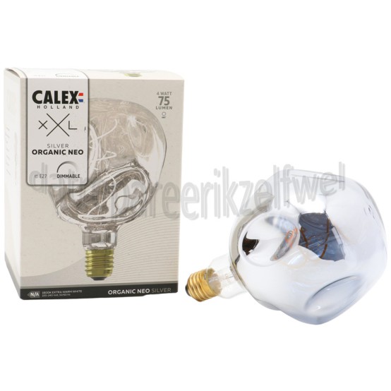 Foto van Calex Ledlamp XXL Organic Neo Silver E27 4W 75Lm 1800K Dimbaar 