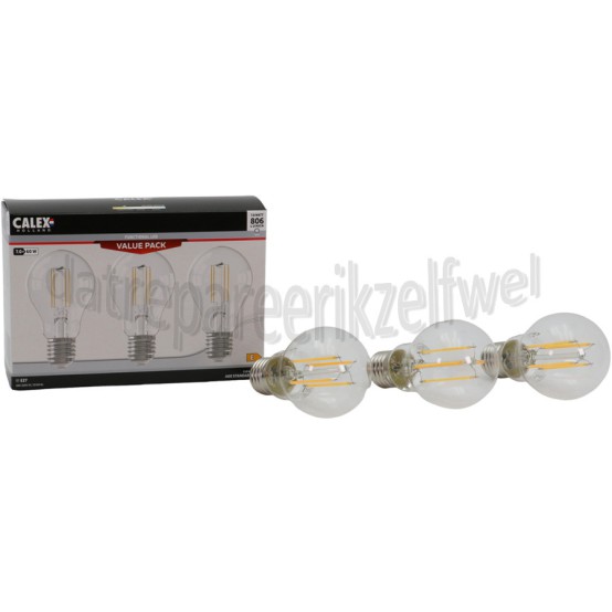 Foto van Calex Ledlamp Promo pakket a 3 lampen A60 Filament Helder E27 7W 806Lm 2700K Niet dimbaar 