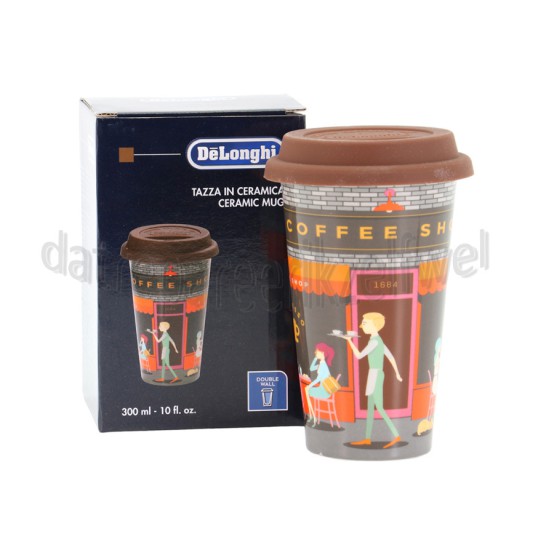 Foto van DeLonghi Thermosbeker Keramische beker met dubbele wand Coffee Shop, 300 ml 