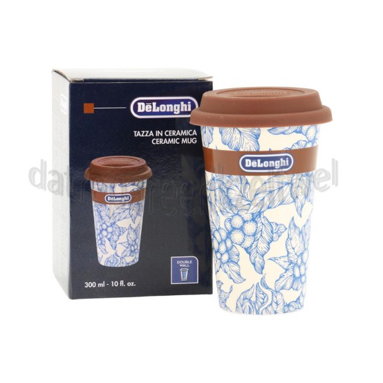 Foto van DeLonghi Thermosbeker Keramische beker met dubbele wand Blu Flower, 300 ml 