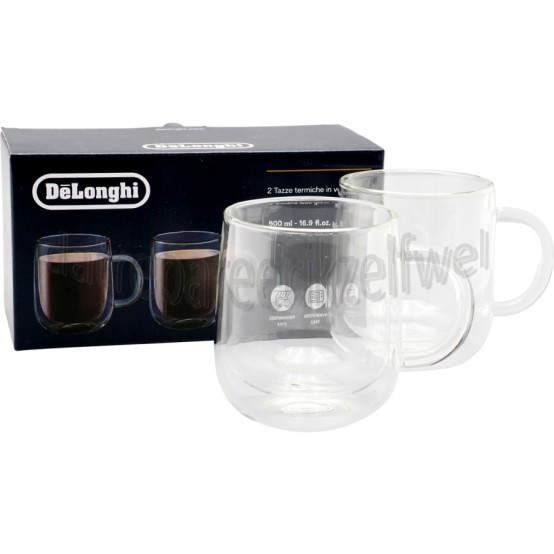 Foto van DeLonghi Kopjes Dubbelwandige glazen mokken 500ml 