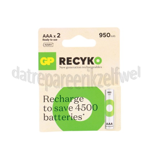 Foto van GP Batterij ReCyko+ Oplaadbaar AAA 950mAh NiMH 