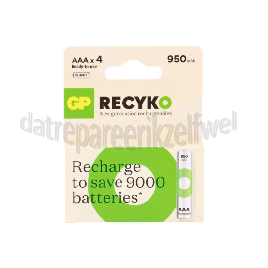 Foto van GP Batterij ReCyko+ Oplaadbaar AAA 950mAh NiMH 