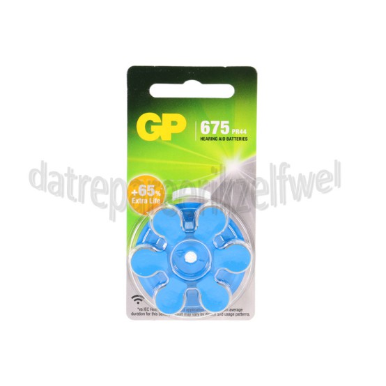 Foto van GP Batterij Knoopc. zink-air 1,4V 675 PR44 AC675 DA675 Hoorapp. blauw incl. VWB 