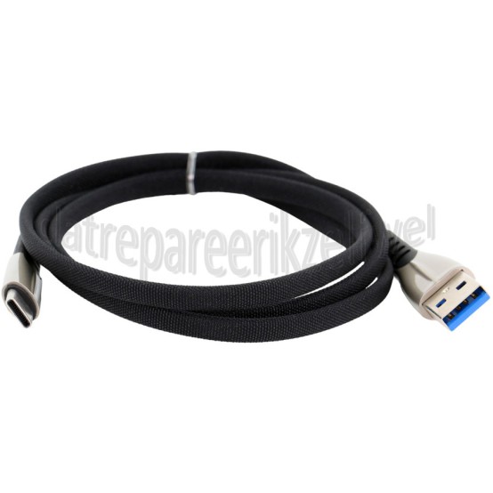 Foto van USB Kabel USB C naar USB A Gevlochten, Zwart 1.0 Meter 